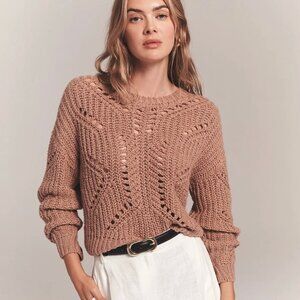 Naadam Luxe Chunky Cotton Novelty Pointelle Crew in Sand XS
